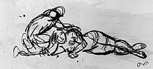 Figurstudie. Liggende kvinde og knælende figur by Emile Othon Friesz