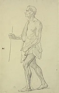 Figurstudie. Stående mand i profil mod venstre by Wilhelm Marstrand