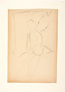 Figurstudie til maleriet af landsretssagfører Niels Thorup, siddende på et havebord