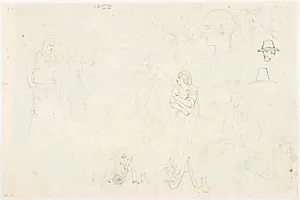 Figurstudier, initialer og udregninger by Lorenz Frølich