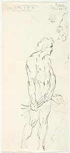 Figurstudier og hundehoved. Illustrationsudkast til H.C. Andersen, Skrubtudsen by Lorenz Frølich