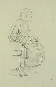 Figurstudier. Siddende gammel mand by Wilhelm Marstrand