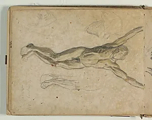 Figurstudier til en korsfæstelsesscene. Desuden løse rids by Niels Larsen Stevns