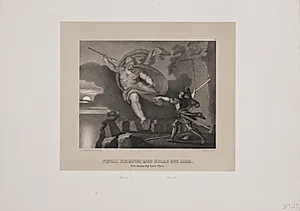 Fingal kæmper med Soras gud Loda by Adolph Kittendorff