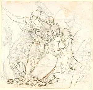 Fingal med den døende Agandecca by C.G. Kratzenstein Stub