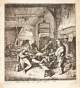Fiolspiller i en krostue by Cornelis Dusart