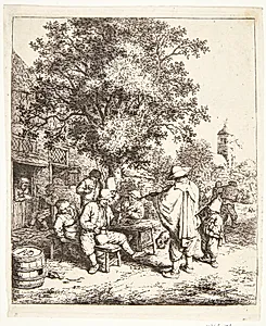 Fiolspilleren og lirekassedrengen by Adriaen van Ostade