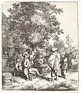 Fiolspilleren og lirekassedrengen by Adriaen van Ostade