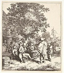 Fiolspilleren og lirekassedrengen by Adriaen van Ostade