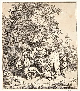 Fiolspilleren og lirekassedrengen by Adriaen van Ostade