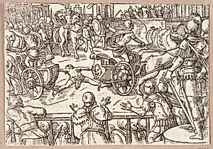 Firdelingen af Mettius Fufetius by Tobias Stimmer