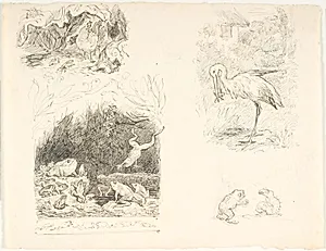 Fire illustrationsudkast til H.C. Andersen, Skrubtudsen by Lorenz Frølich