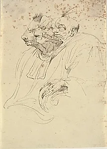 Fire profiler med dyrefysiognomier by John Hamilton Mortimer