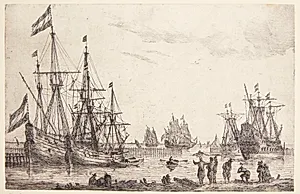 Fire skibe bag en bølgebryder by Reinier Zeeman