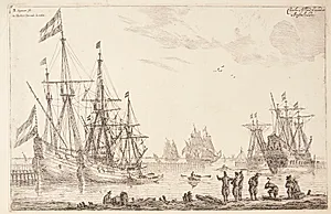 Fire skibe bag en bølgebryder by Reinier Zeeman