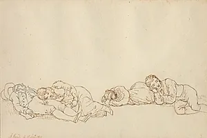 Fire sovende parisere by C.W. Eckersberg