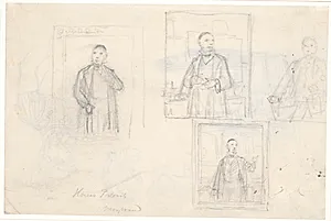 Fire udkast til portrættet af N.L. Høyen by Wilhelm Marstrand
