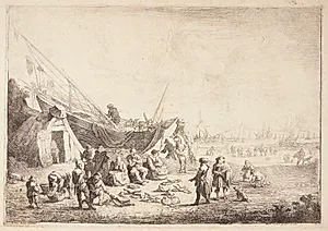 Fiskemarked ved Scheveningen by Pieter Bout