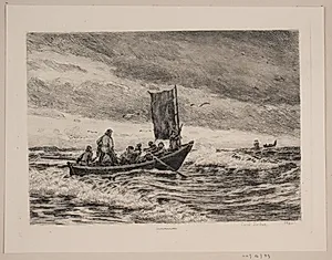 Fiskerbåd i brændingen
