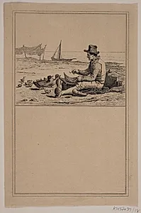 Fiskeren og anden. Nr. 17 i Chr. Winther og M. Rørbye, "25 Billeder for små børn" by Adolph Kittendorff