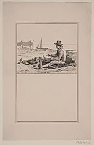 Fiskeren og anden. Prøvetryk til Chr. Winther og M. Rørbye, "25 Billeder for små børn" by Adolph Kittendorff