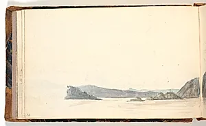 Fjordlandskab med skovbevoksede skær by Martinus Rørbye