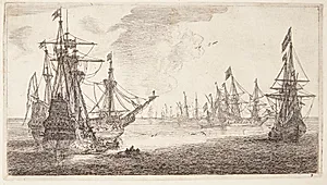Flåde af hollandske skibe for anker by Reinier Zeeman