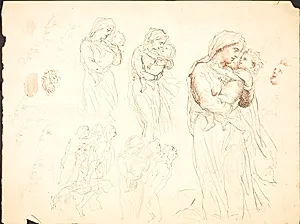 Flere skitser til motivet "Barnet på armen" by Lorenz Frølich