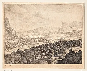 Flod i et bjergrigt landskab by Herman Saftleven