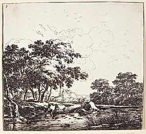 Flod i et skovrigt landskab by Herman Naiwincx
