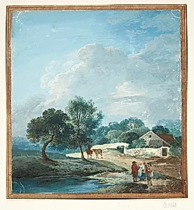 Flodlandskab med bønder by Wagner