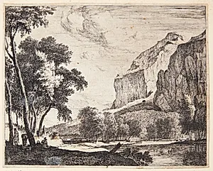 Flodlandskab med klipper by Roelant Roghman
