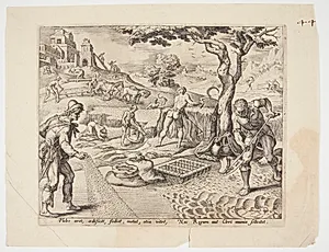 Folket arbejder i markerne by Philips Galle
