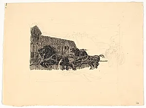 Forarbejde til "Kong Abel og rebslagerne" by Niels Skovgaard