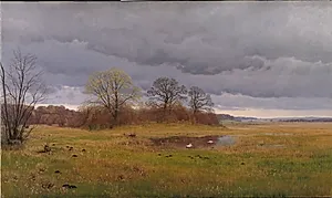 Forårslandskab med regnbyger. Sydsjælland by Hans Friis