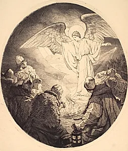 Forkyndelsen for hyrderne by Frans Schwartz