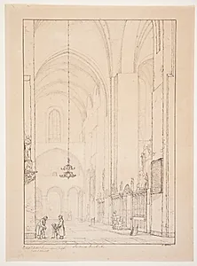 Forlæg til "Prospekt af det indre af den nordlige korsarm af Århus domkirke" by Christen Købke