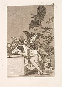 Fornuftens søvn fostrer uhyrer by Francisco de Goya