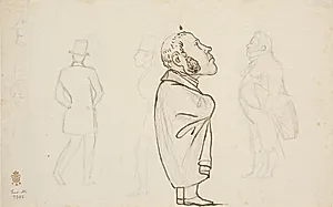 Forskellige figurer bl.a. karikatur af en advokat. by P.C. Skovgaard