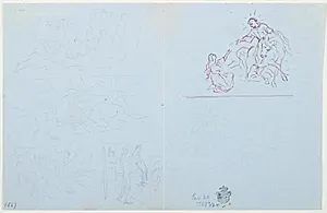 Forskellige illustrationsudkast til H.C. Andersen, "Dynd-Kongens Datter" by Lorenz Frølich