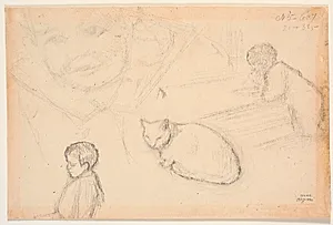 Forskellige skitser af børn og en kat by Niels Bjerre