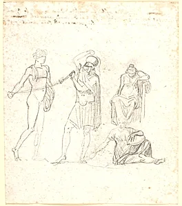 Forskellige studier af stående og siddende figurer by Nicolai Abildgaard