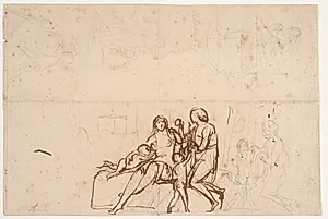 Forskellige udkast sml. relief " Adam og Eva" 1838 og "Atalante" relief: Villa Torlonia 1837. by Bertel Thorvaldsen