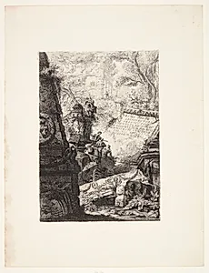 Første del af Arkitektur og Perspektiver, tegnet og raderet af Gio. Batt'a Piranesi, venetiansk arkitekt, kaldet Salcindio Tiseio blandt arkadianerne by Giovanni Battista Piranesi