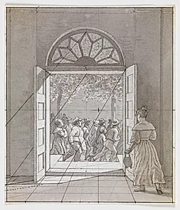 Fra en forstue. Forstudie til "Linearperspectiven, Tavle VI" by C.W. Eckersberg