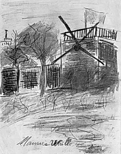 Fra en pariserforstad. Mølle med tricolore by Maurice Utrillo