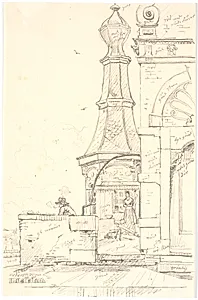 Fra galleriet omkring Widemer portens spir, Leeuwarden, Holland by Martinus Rørbye