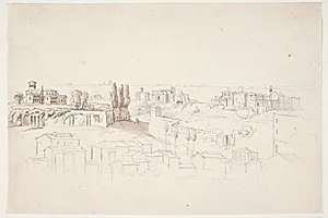 Fra Palatin med kirke. Rom by J.L. Lund