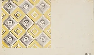 Fragment af loftskassetter i gult og violet by Nicolai Abildgaard