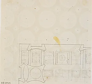 Fragment af vandret snit, vedrørende audiensgemakket by Nicolai Abildgaard